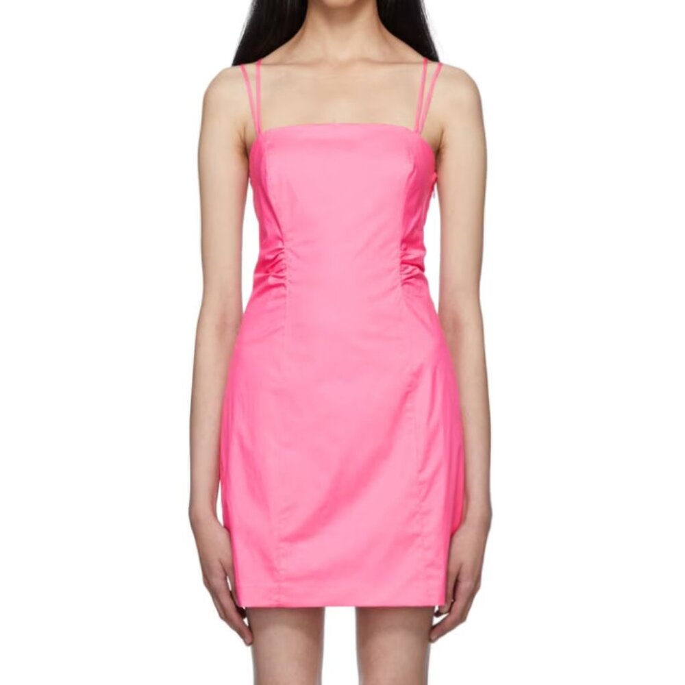 FRAME Pink Tie Back Minidress (Size XS)